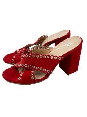 Browns Slides Eyelits Suede Leather Heels